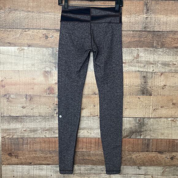 Lululemon Wunder Under Pant Leggings Giant Herringbone Black Gray Size 6 - Picture 4 of 10